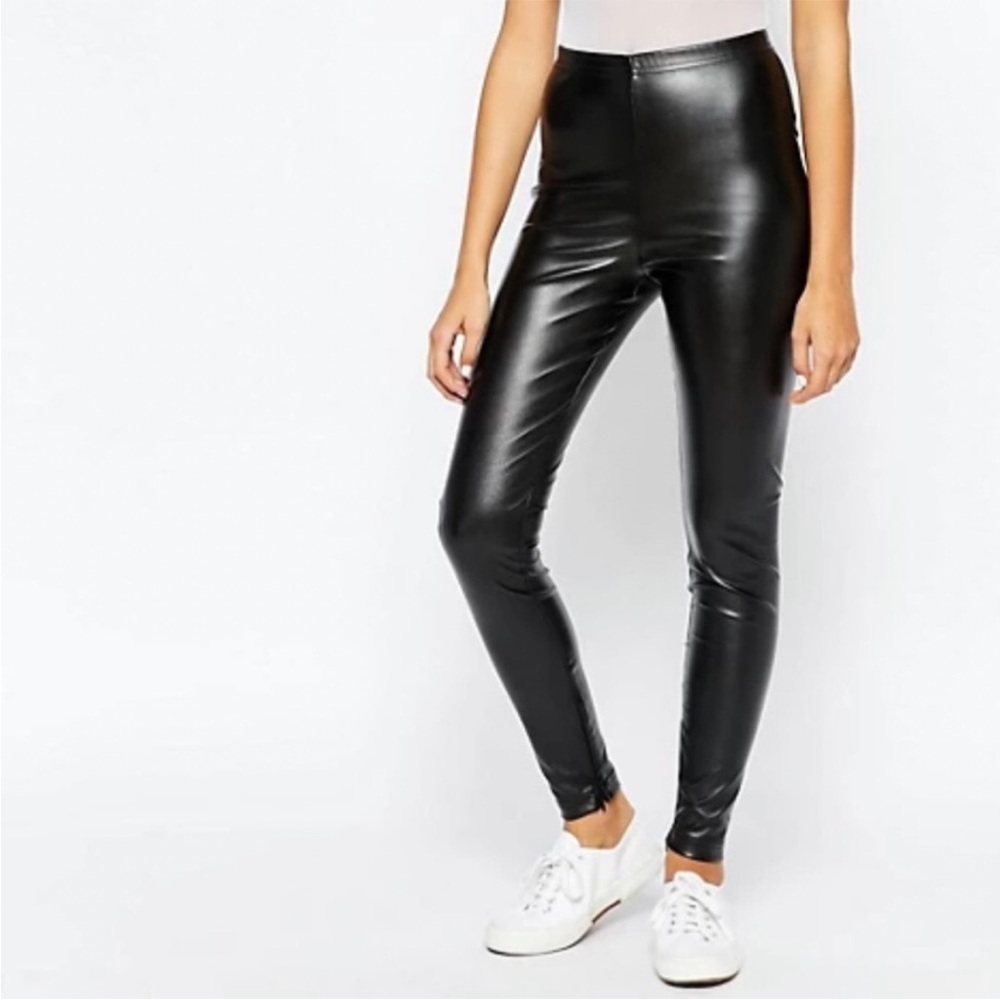 AMERICAN APPAREL Leather Leggings with Ankle Zip